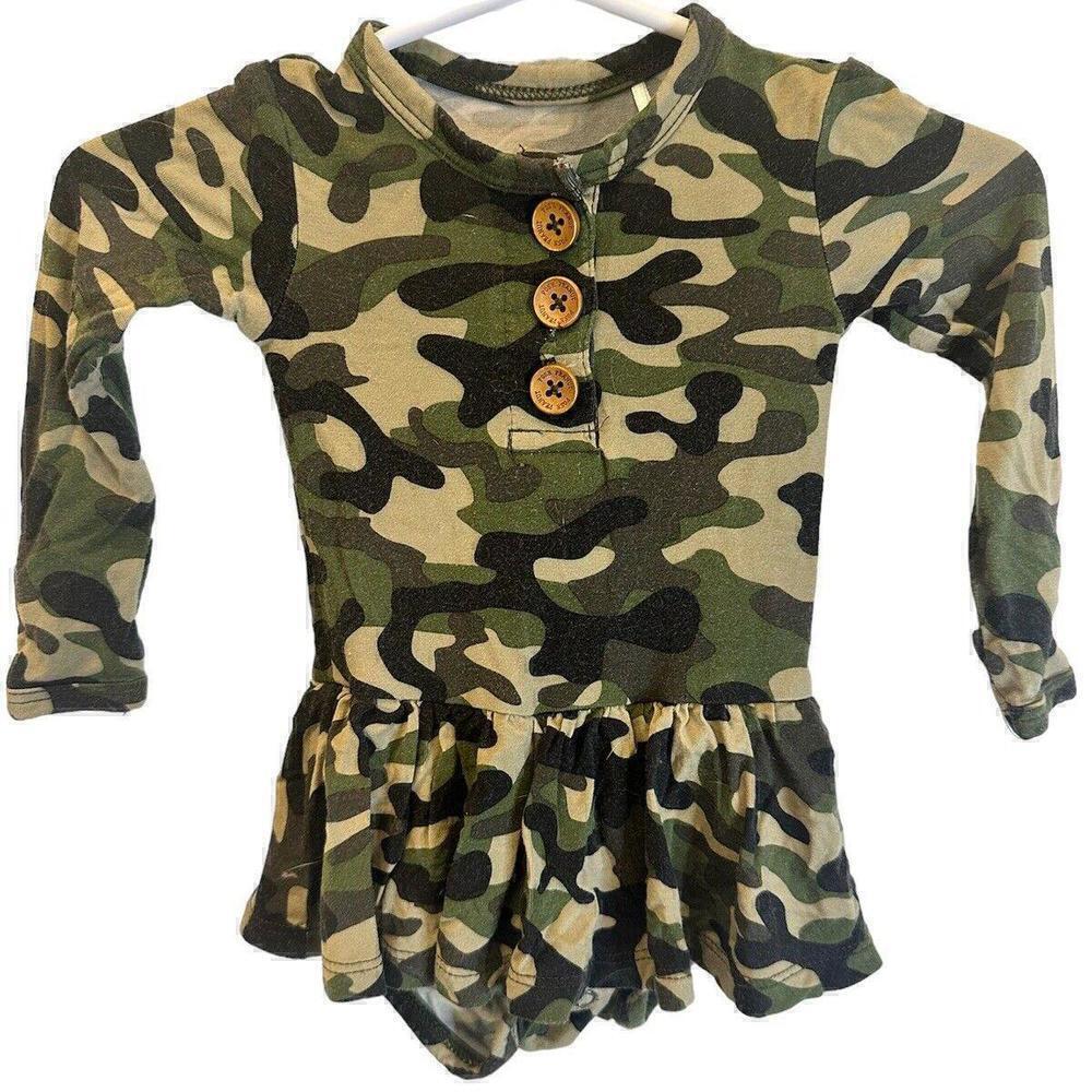 Posh Peanut Camo Twirl Skirt Bodysuit, 0-3 Month